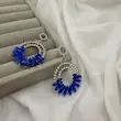 گوشواره جواهری گرد آبی کاربنی کد GO00297