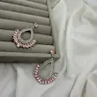 گوشواره جواهری نگینی صورتی کد GO00298