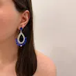 گوشواره جواهری گرد آبی کاربنی کد GO00300