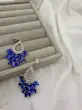 گوشواره جواهری نگینی آبی کاربنی کد GO00303