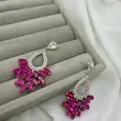 گوشواره اشکی جواهری سرخابی کد GO00304