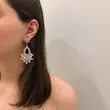 گوشواره اشکی نگینی جواهری صورتی کد GO00306