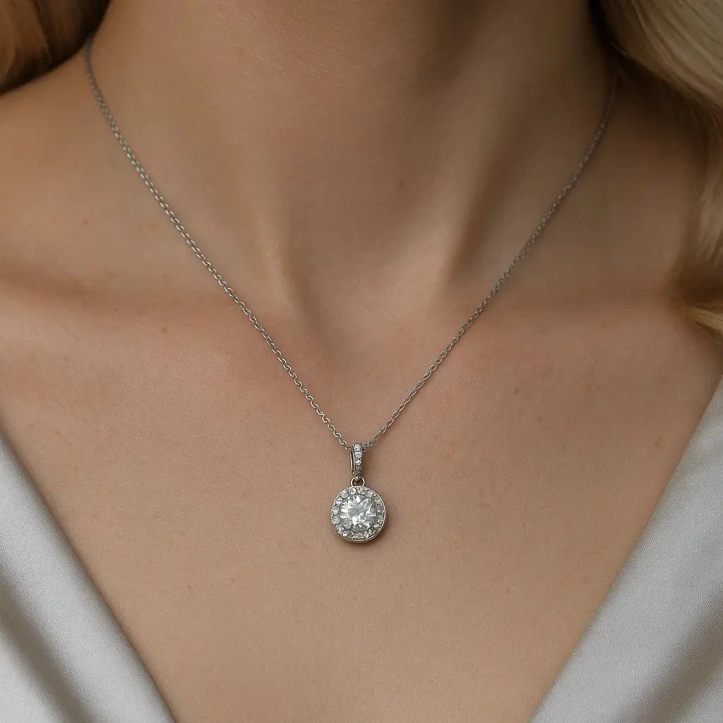 گردنبند نقره ای الماسه ژوپینگ کد GA00028