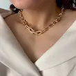 گردنبند زنجیری درشت طلایی طرح تیفانی با قفل و حلقه نگین کاری شده در باکس اکسسوری مای مد
