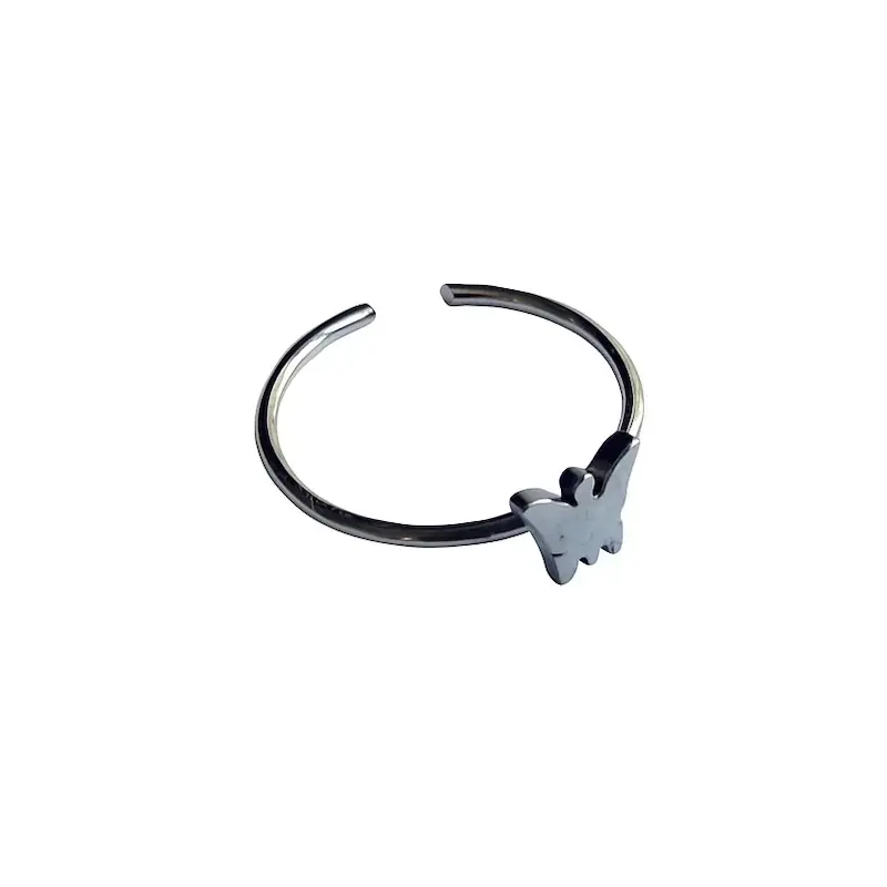 پیرسینگ نقره ای بینی طرح پروانه