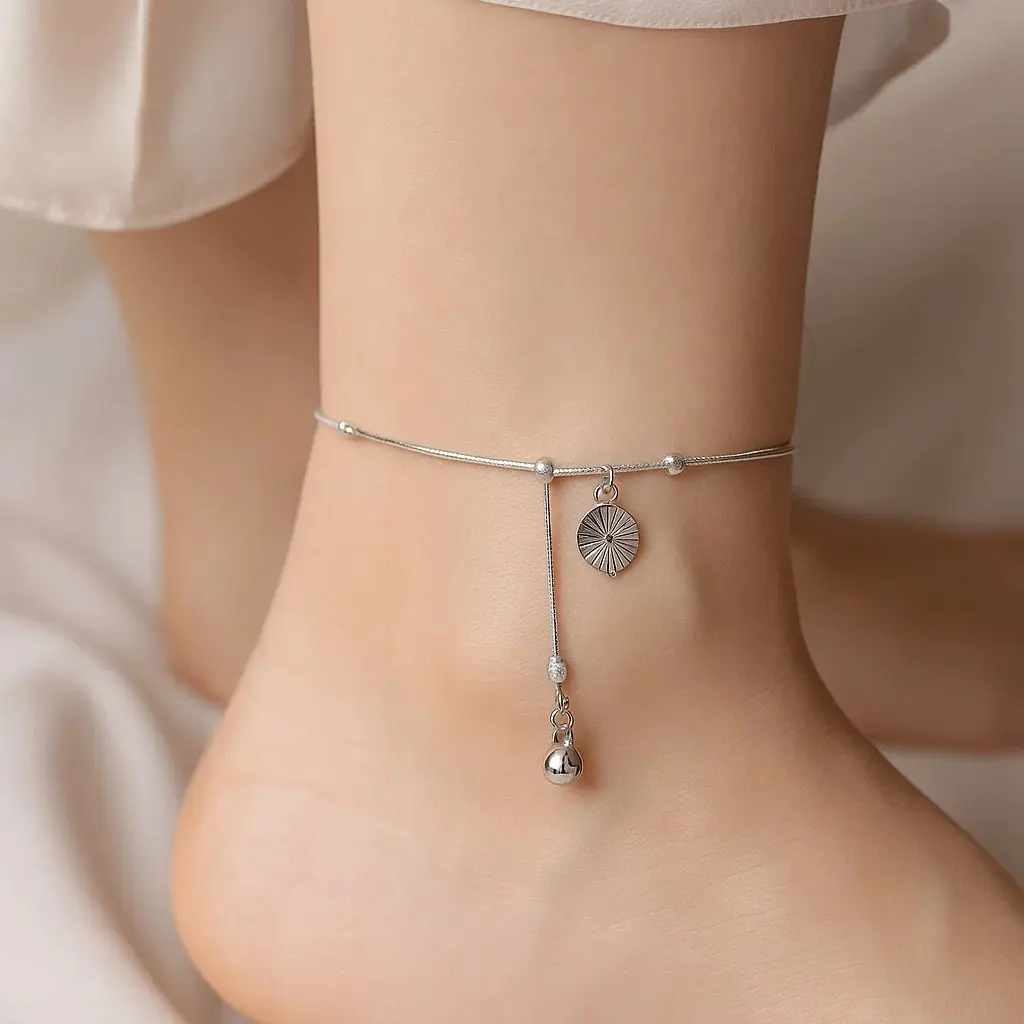 پابند نقره‌ای زنگوله‌ای ژوپینگ کد GH160 | ظریف و شیک | مای مد