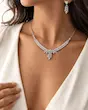 ست گردنبند و گوشواره نقره‌ای مرواریدی فشن 