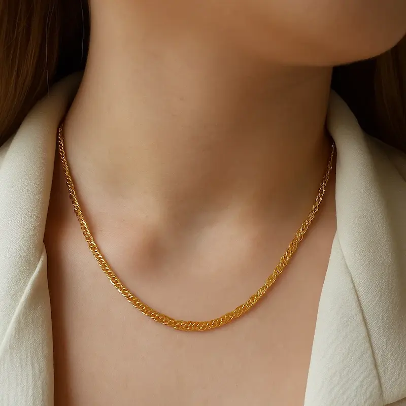 گردنبند زنجیر طلایی ظریف مدل KH انتخابی شیک و مینیمال