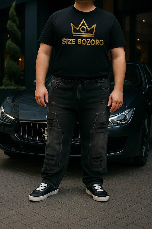 شلوار جین کمرکش نیم بگ