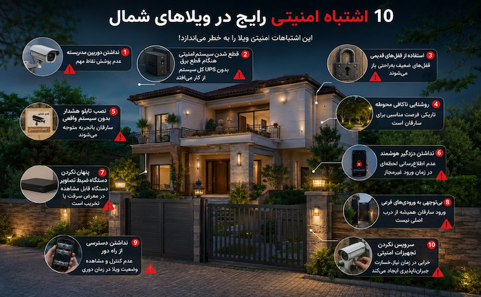 ۱۰ اشتباه امنیتی رایج در ویلاهای شمال ایران