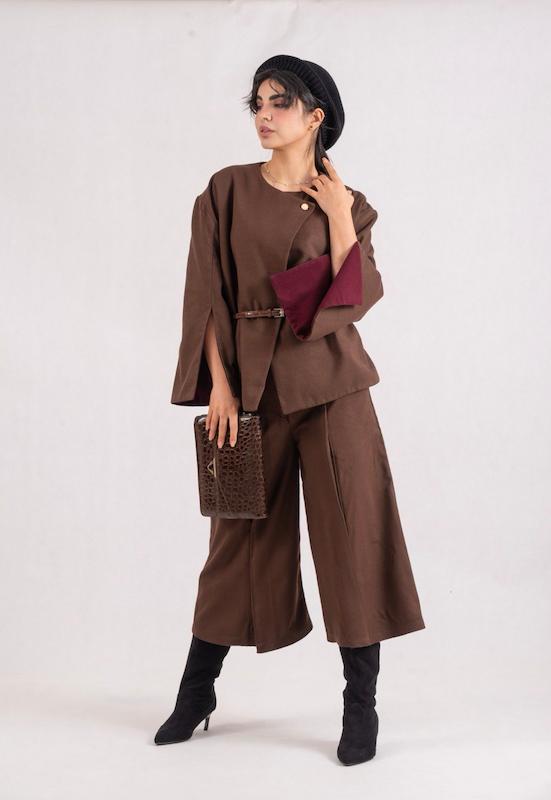 ست کت شلوار دو رو chocolate cherry