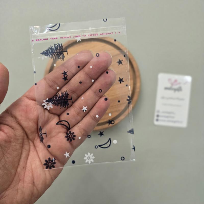 سلفون طرح کاج سفید مشکی سایز 8*10 