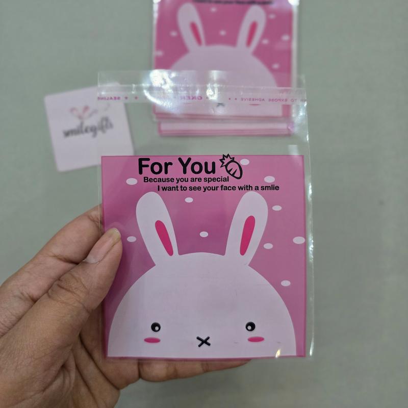 سلفون خرگوش صورتی 10 در 10 _ پک 20 الی 100 عددی