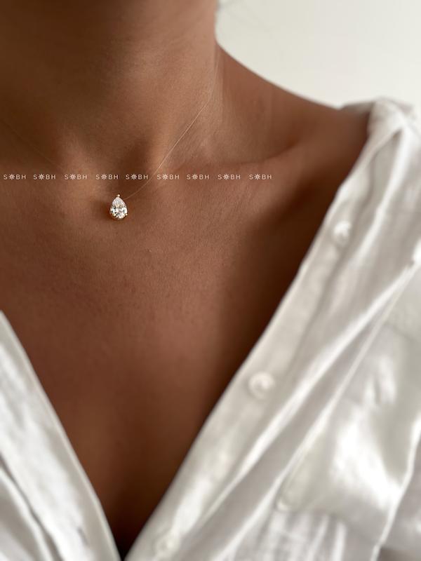 گردنبند تک نگین اشکی 
