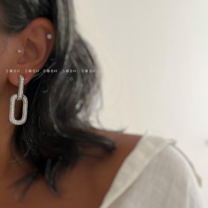 گوشواره جواهری خط مستطیل 