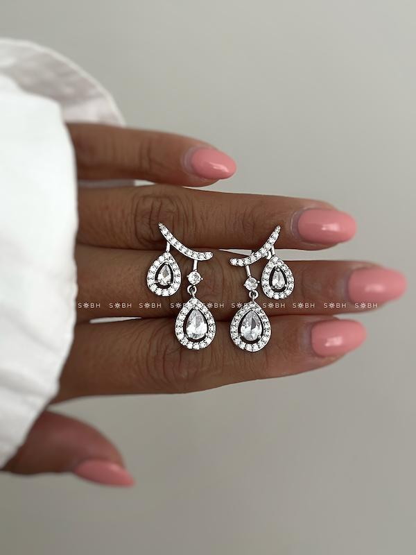 گوشواره جواهری دو اشکی 