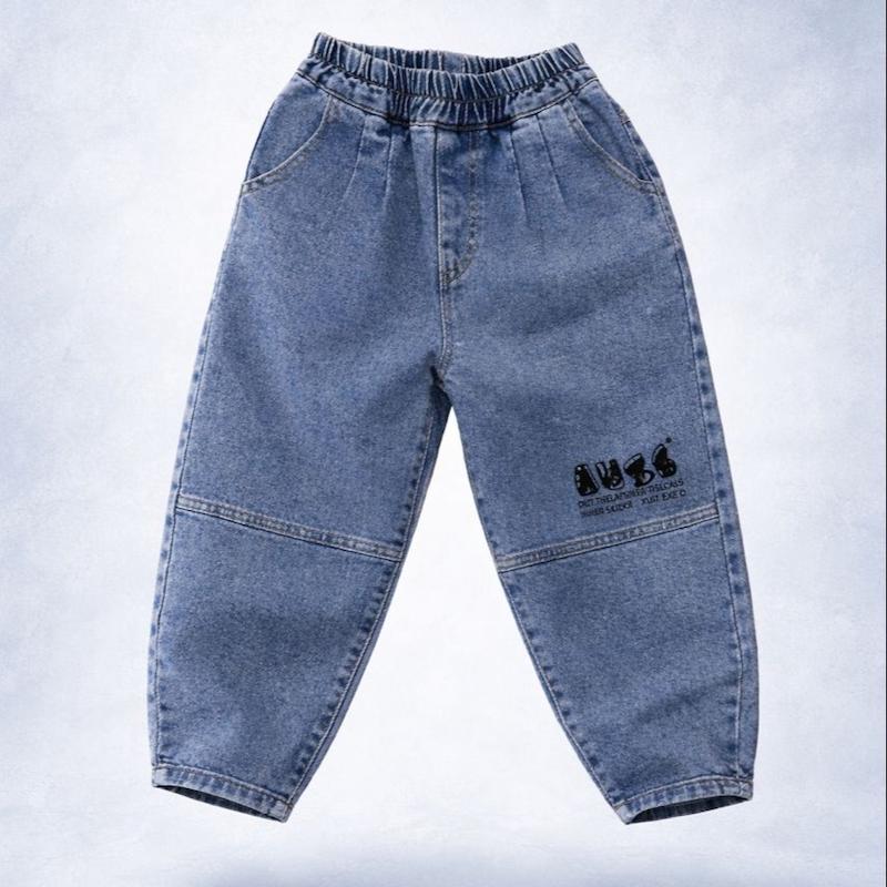 شلوار جین مام فیت آبی بچگانه وارداتی کد 252