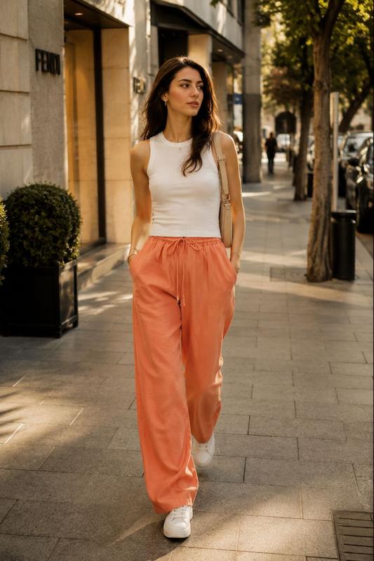 شلوار لینن زنانه بگ بنتون | Benetton Linen Pants