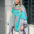 شال سبز آبی با اینه کاری 👒