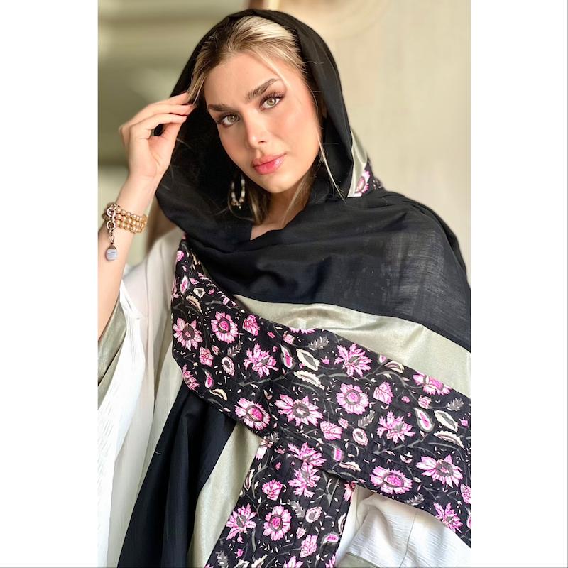 شال مشکی گل دار🌸
