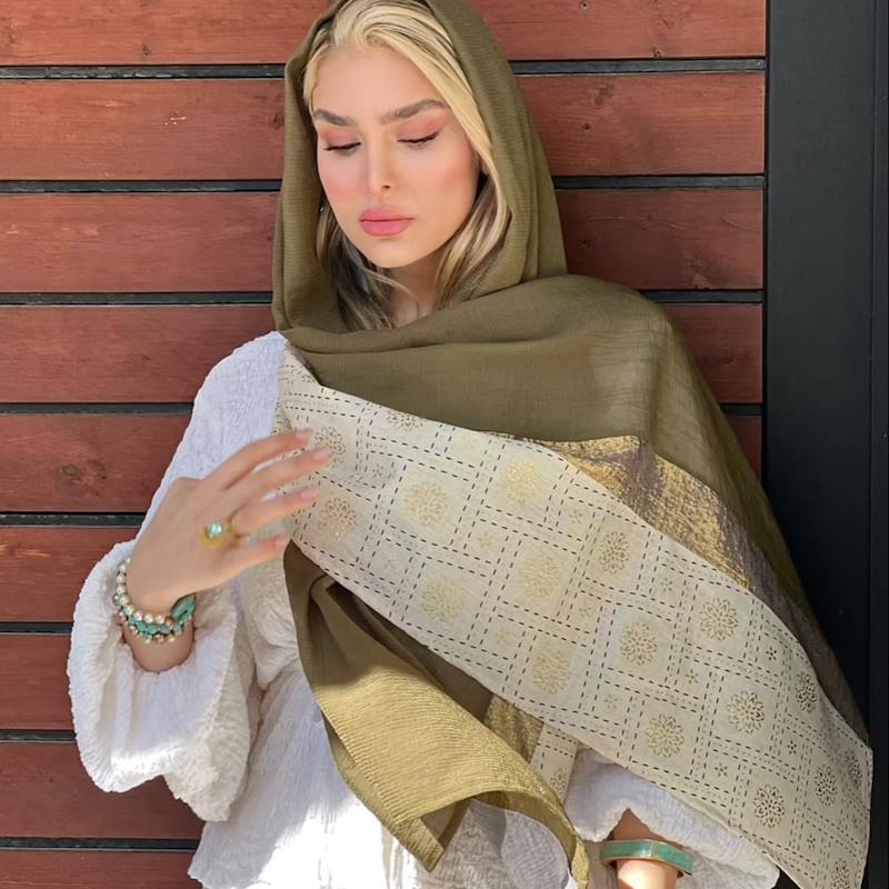 شال زیتونی طلایی 🫒