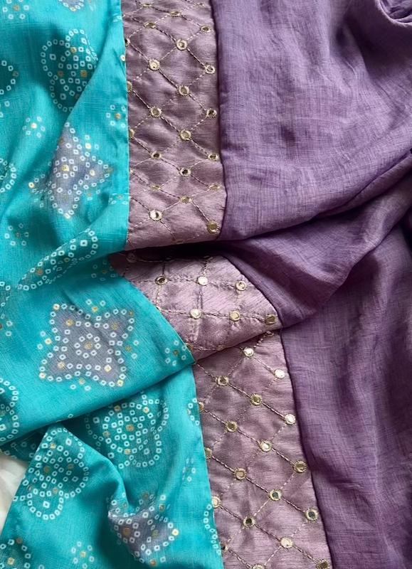 شال بنفش آینه کاری هندی 💜