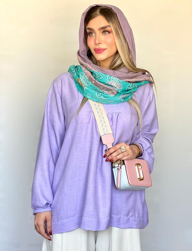 شال بنفش آینه کاری هندی 💜