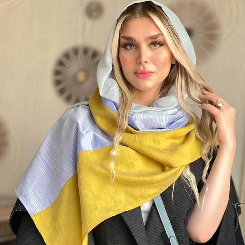 شال آبی خردلی 🩵💛