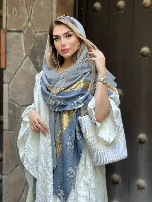شال طوسی طلایی ✨🩶