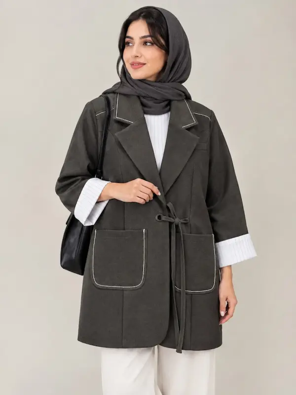 کت تک زنانه مدل آستین راه راه و ۴ رنگ شیک