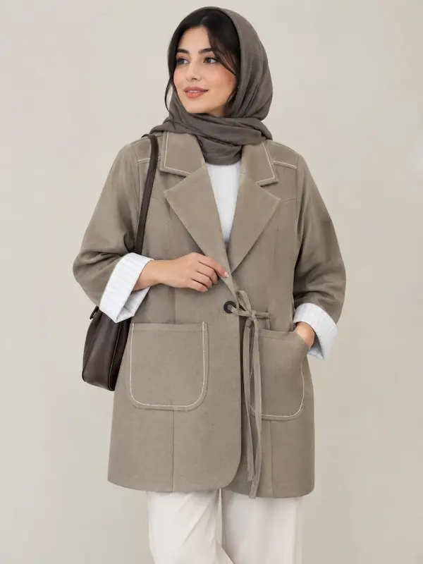 کت تک زنانه مدل آستین راه راه و ۴ رنگ شیک