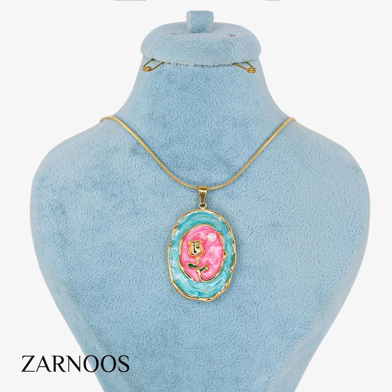 گردنبند زنانه مدل میناکاری کد AAB691
