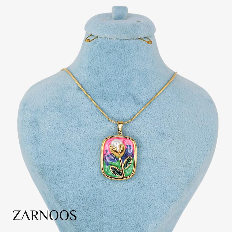 گردنبند زنانه مدل میناکاری کد AAB689