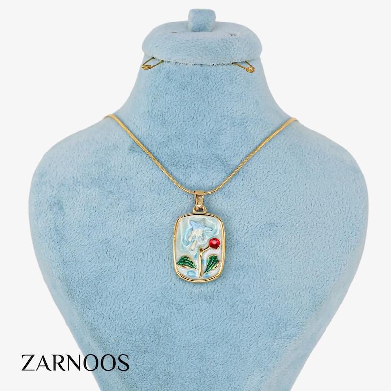 گردنبند زنانه مدل میناکاری کد AAB687