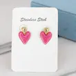 گوشواره میخی زنانه مدل قلب میناکاری کد AAC1112