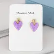 گوشواره میخی زنانه مدل قلب میناکاری کد AAC1107