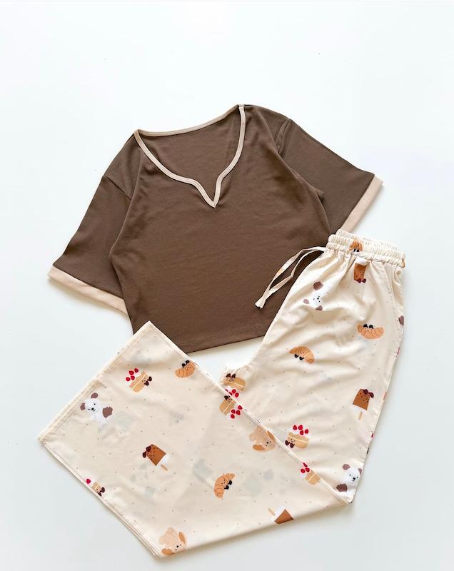 ست كراپ و شلوار بيسكويتي
