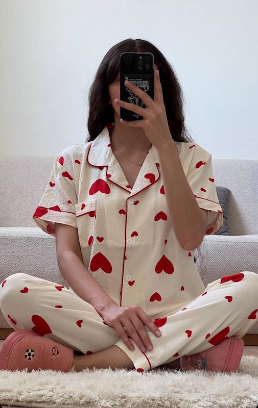 بلوز و شلوار نخي قلبي