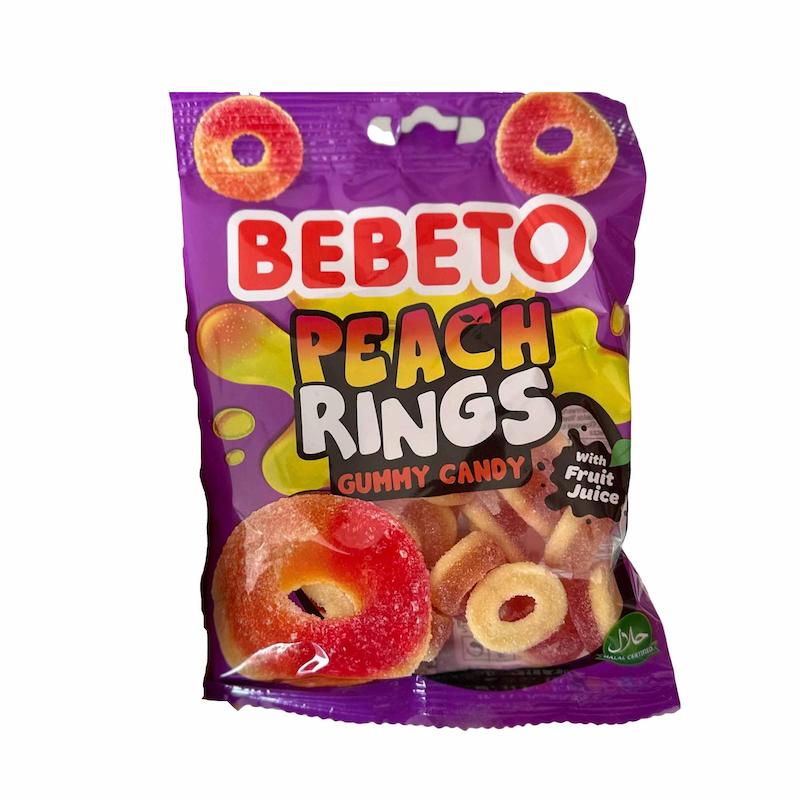 پاستیل حلقه ای هلو شکری ببتو 80 گرم- Bebeto Peach rings