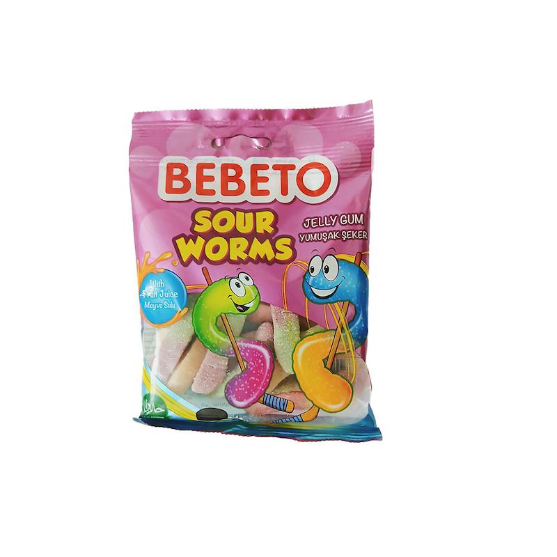 پاستیل کرمی ترش ببتو 70 گرم- Bebeto Sour Worms