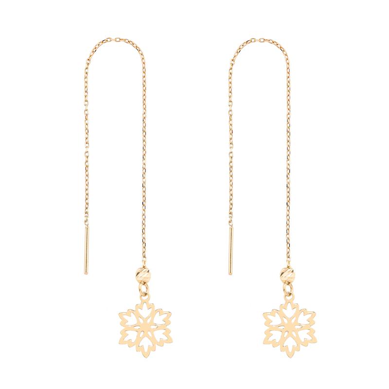 گوشواره طلا زنانه بخیه ای طرح برف g0092