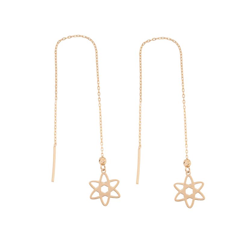 گوشواره طلا زنانه بخیه ای طرح گل g0094