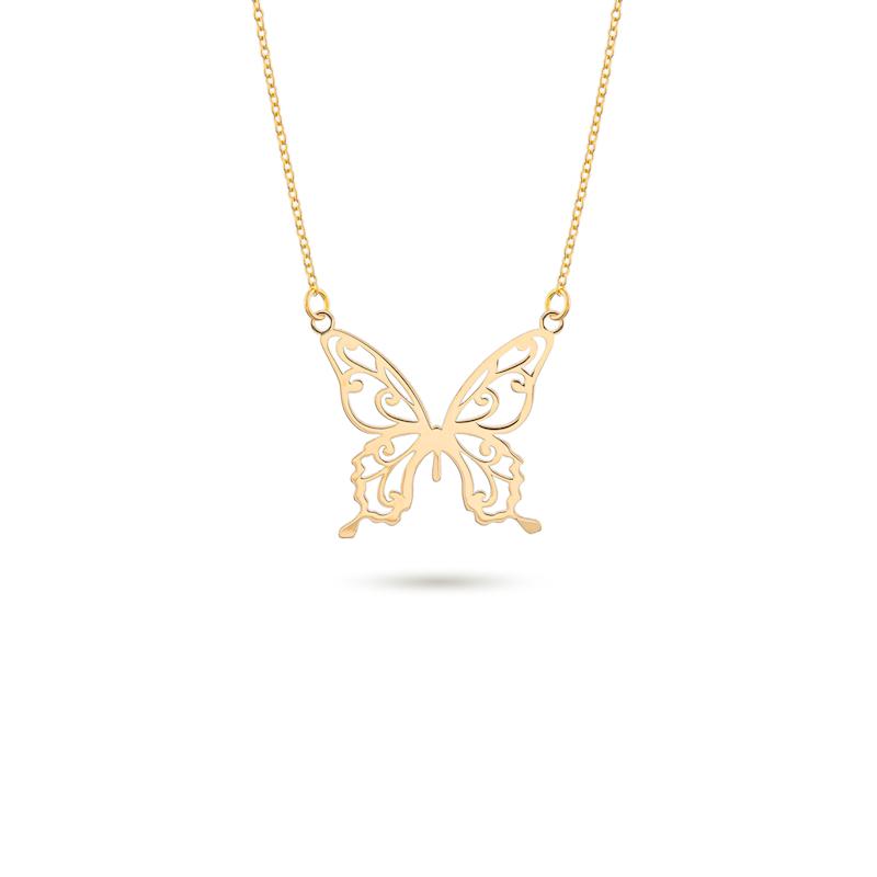 گردنبند طلا زنانه متصل طرح پروانه b0086