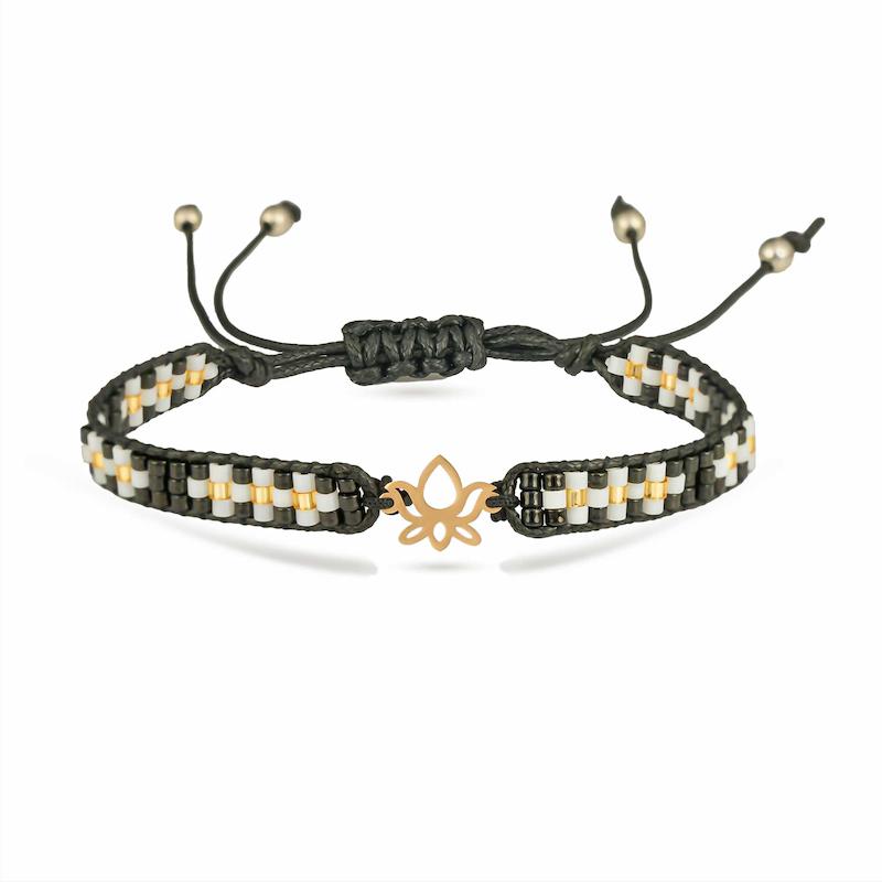 دستبند طلا زنانه مدل آسانسوری طرح نیلوفر d0006