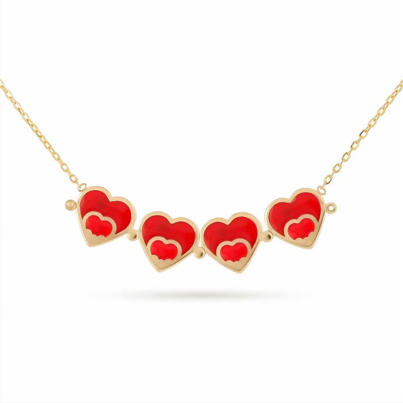 گردنبند طلا زنانه طرح شبدر قلب b0054