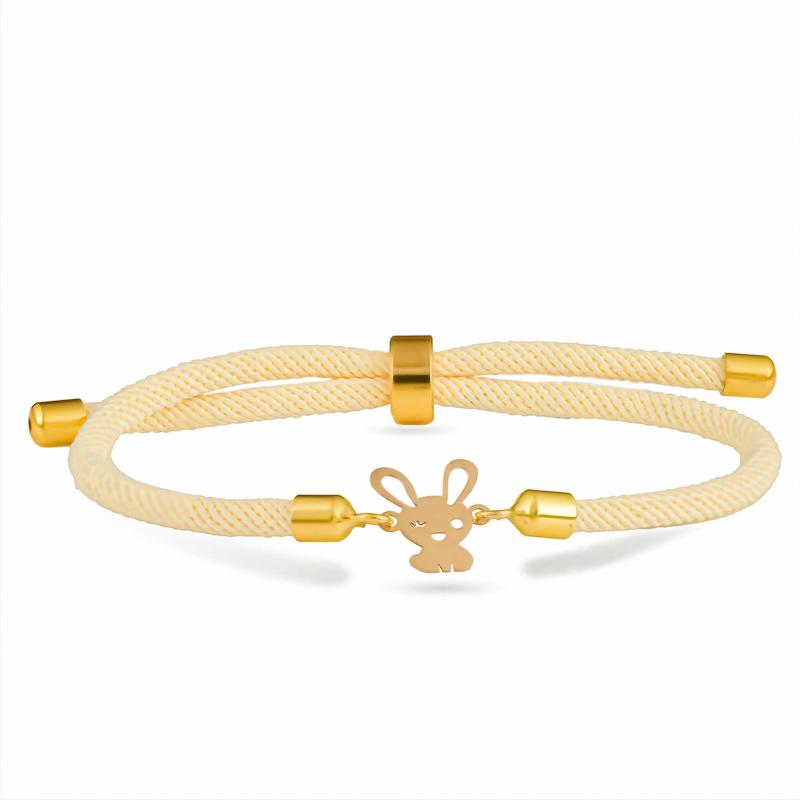 دستبند طلا زنانه مدل آسانسوری طرح خرگوش d0031