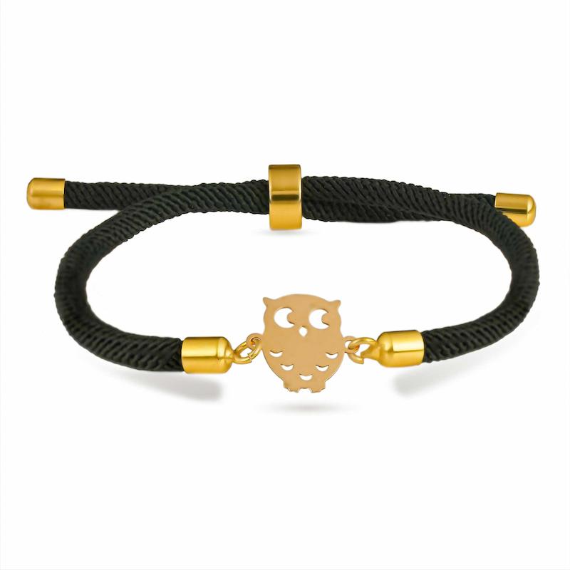 دستبند طلا زنانه مدل آسانسوری طرح جغد d0030