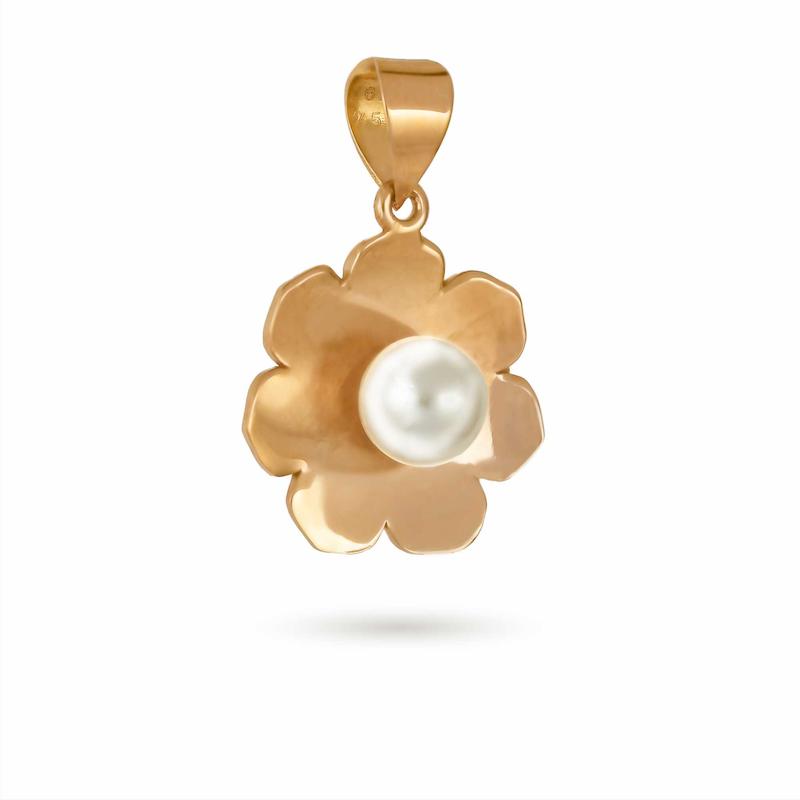 آویز گردنبند طلا طرح گل مرواریدی m0061