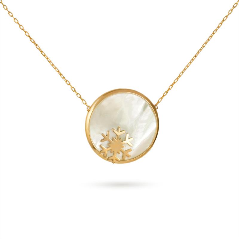 گردنبند طلا زنانه صدفی طرح برف B0019
