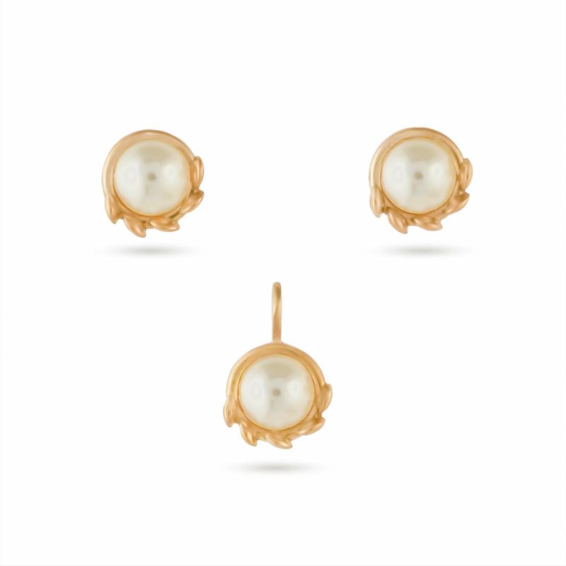 نیم ست طلا زنانه مرواریدی n0008